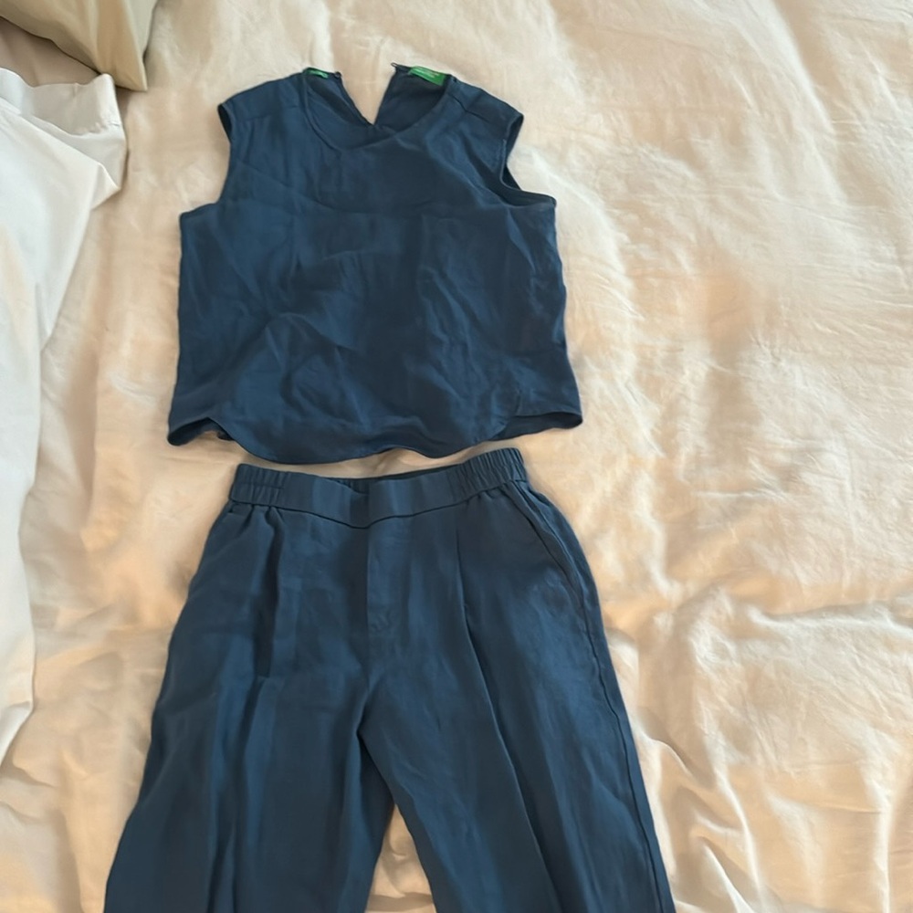 Pure linen blue set